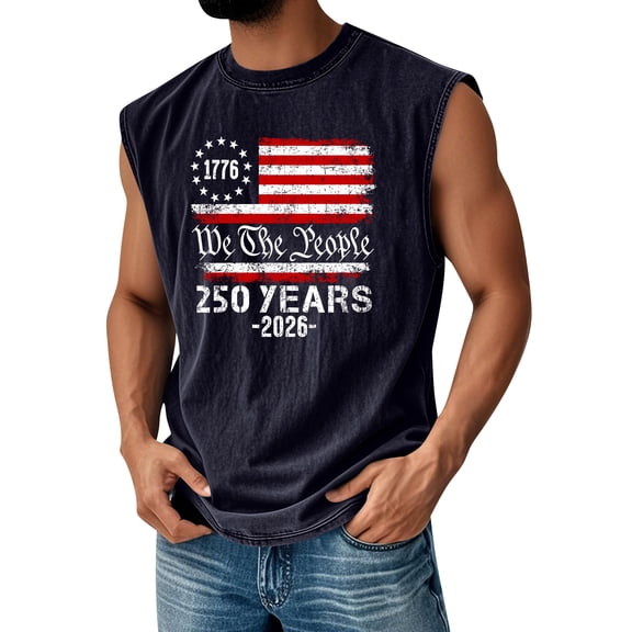 Mens 4Th of July Tank Tops Crew Neck Sleeveless Tanks Independence Day Tanks Usa Flag Graphic Tank Tops