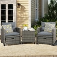 thumbnail image 5 of Sobaniilo 5 Piece Patio Furniture Set,Outdoor PE Wicker Patio Chair Two with Ottoman Underneath, Wicker Lounge Chair with Side Table, Gray, 5 of 8