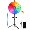 thumbnail image 1 of AugFir Roue de Prix Rotative de 24 Pouces, Roue Rotative Réglable de 37 Pouces-65 Pouces de Hauteur, Roue de Prix Rangeable avec Support, Roue de Fortune, Roue Rotative pour Prix, 14 Emplacements, 1 of 6