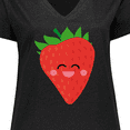 thumbnail image 4 of Inktastic Strawberry Kawaii Women's Plus Size V-Neck T-Shirt, 4 of 5