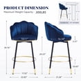 thumbnail image 3 of Hausfame Modern Velvet Swivel Bar Stools Blue (Set of 2), 3 of 8