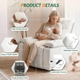 thumbnail image 2 of LAZZO Recliner Chair with Adjustable Armrests, Upholstered Swivel Rocking Chair for Nursery and Living Room, White-Straight Line Tufting, 2 of 8