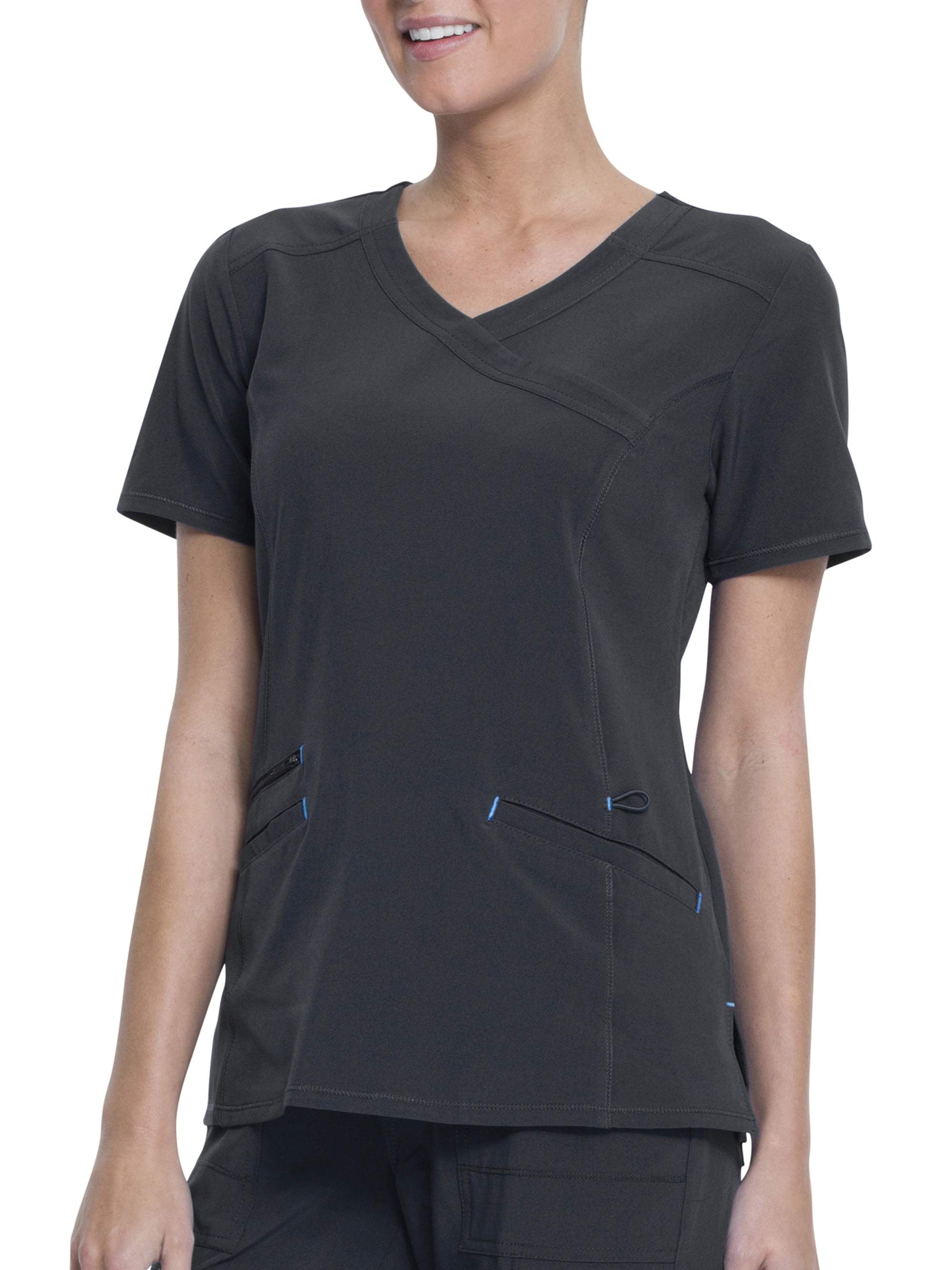 Performance Mock Wrap Scrub Top 