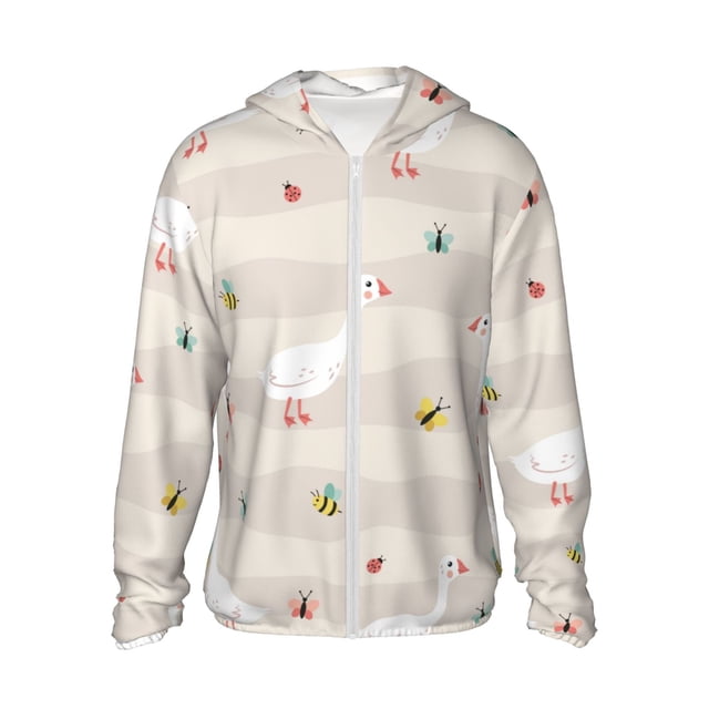 Fotbe Funny Goose1 Chaqueta con Protección Solar UPF 50+ para Hombre y Mujer, Camisa con Capucha y Bolsillos-Small