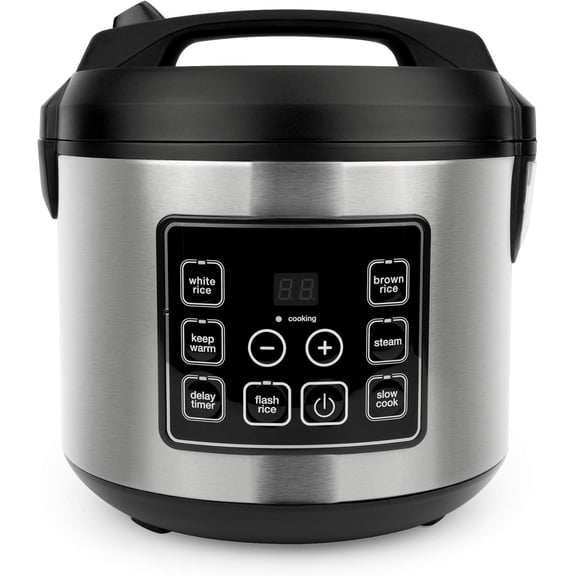 Aroma Housewares 20 Cup Digital Rice Cooker, Slow Cooker, Food Steamer - Black