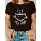 thumbnail image 1 of Camiseta casual para mujer con cuello redondo, tela de punto de poliéster 100%, longitud regular, camiseta de moda para todas las estaciones con patrón de alfabeto Es una camiseta de té, 1 of 6