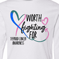thumbnail image 4 of Inktastic Thyroid Cancer Awareness Pink, Blue, Teal Heart Ribbon Long Sleeve Youth T-Shirt, 4 of 5