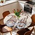 thumbnail image 3 of Coffee Gnomes Fitted Tablecloth with Elastic Edged, Round Table Cloth for Dining Table, Coffee Cups Beans Beige Plaid Waterproof Oil Proof Table Cover for Indoor Outdoor 36"-44", 3 of 8