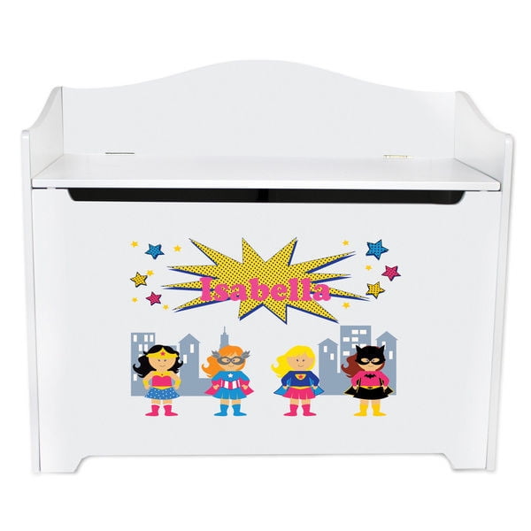 Personalized Girls Superhero Toy Box Bench Custom Walmart Com