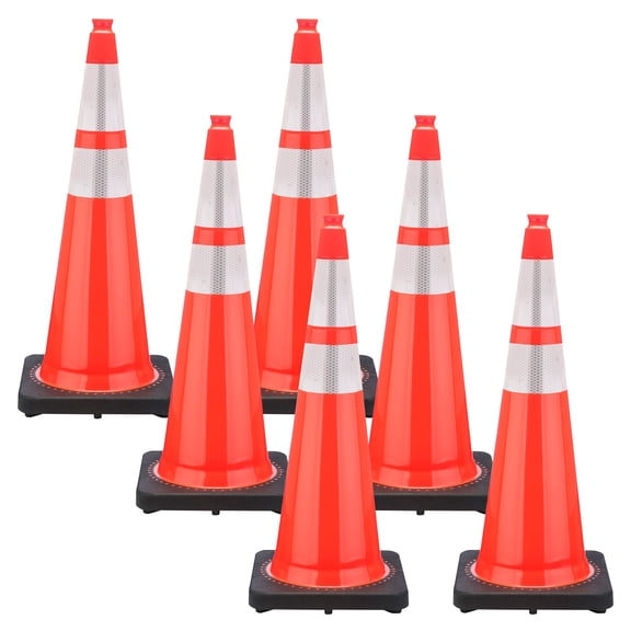 36 Inch Traffic Orange Reflective Traffic Cones (6 Pk)