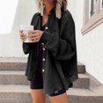 thumbnail image 3 of Womens Tops Autumn Solid Color Loose Fit Batwing Sleeve Waffle Knit Button Down Shirts Shacket Coat Top, 3 of 5