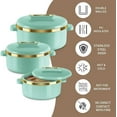 thumbnail image 4 of Ensemble de Casseroles / Casserole Intérieure en Acier Inoxydable / Garde les Aliments Chauds et Frais Chapati, Roti, Biryani / Déjeuner-Déjeuner Dîner Casesserole pour la Cuisine Ensemble de 3 (450 ml, 840 ml, 1300 ml), Vert, 4 of 6