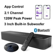 ULTIMEA 2.1ch Mini Sound Bar for TV, Built-in Subwoofer, APP Control, Peak Power 120W, All-in-one PC Sound bar for Game, Bluetooth 5.3 TV Sound Bar Speakers, Opt/AUX/Wall Mount, Solo B30