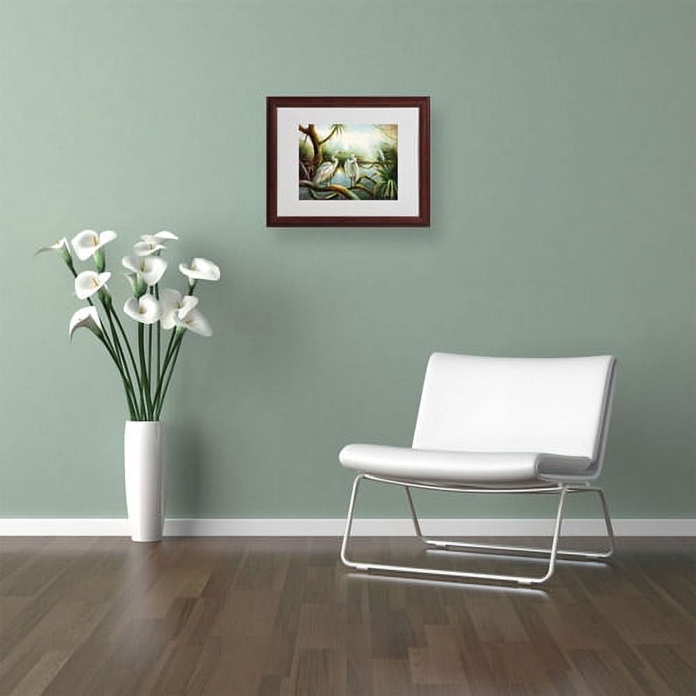 Trademark Fine Art "Three Herons" Canvas Art by Victor Giton, Wood Frame