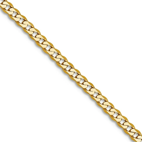 10k Solid Yellow Gold 2.2mm Flat Beveled Curb Chain Necklace 24 Inch Chain Necklace for Women and Men
