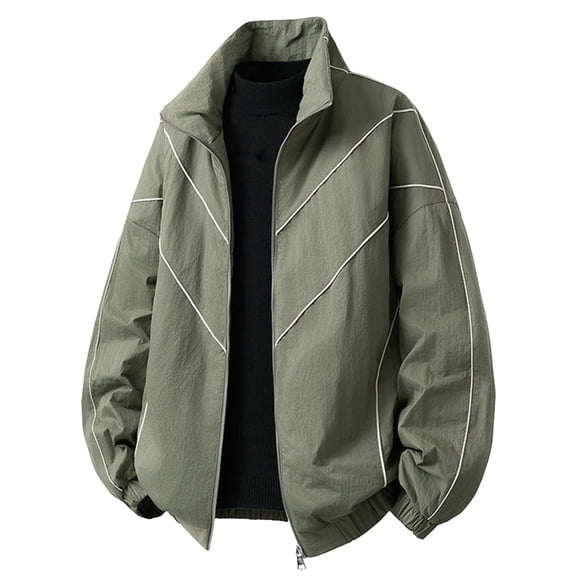 Generic Men's Full Zipper Lightweight Jackets Fashion Stylish Casual Soild Color Cardigan Windproof Jacket With Pockets