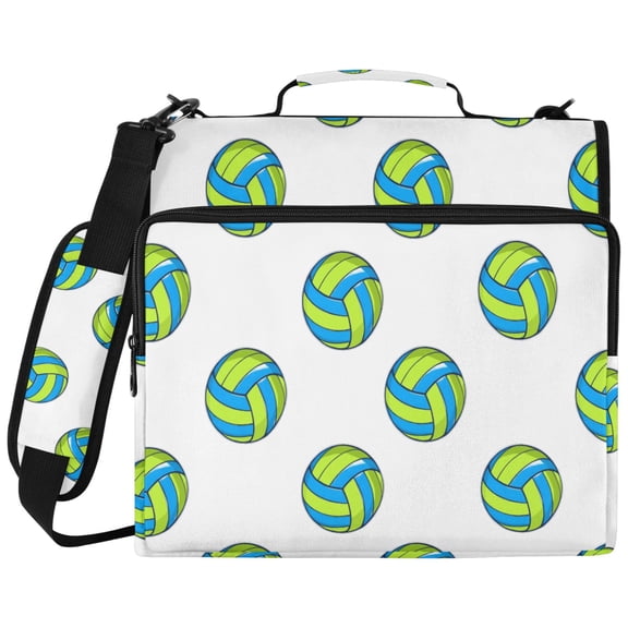 ALAZA Zipper Binder Volleyball Green Pattern 2 inch 3 Ring 500 Sheet Capacity Trapper Keeper File Folder Organizer Bag