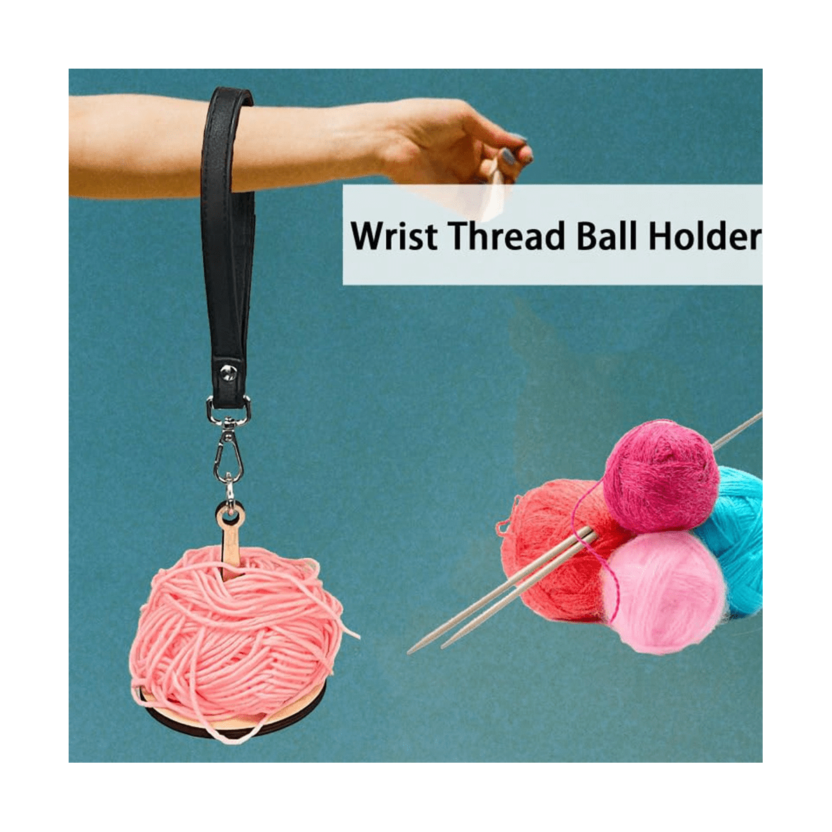Portable Wrist Yarn Holder With Strap, Wood Yarn Holder, Yarn