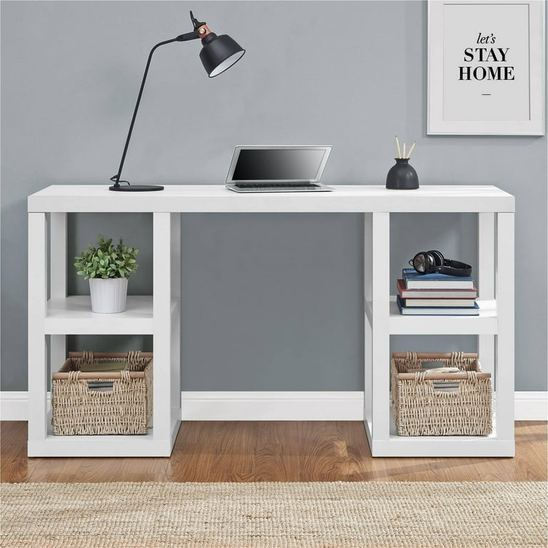 Mainstays Double Pedestal Parsons Desk White Walmart