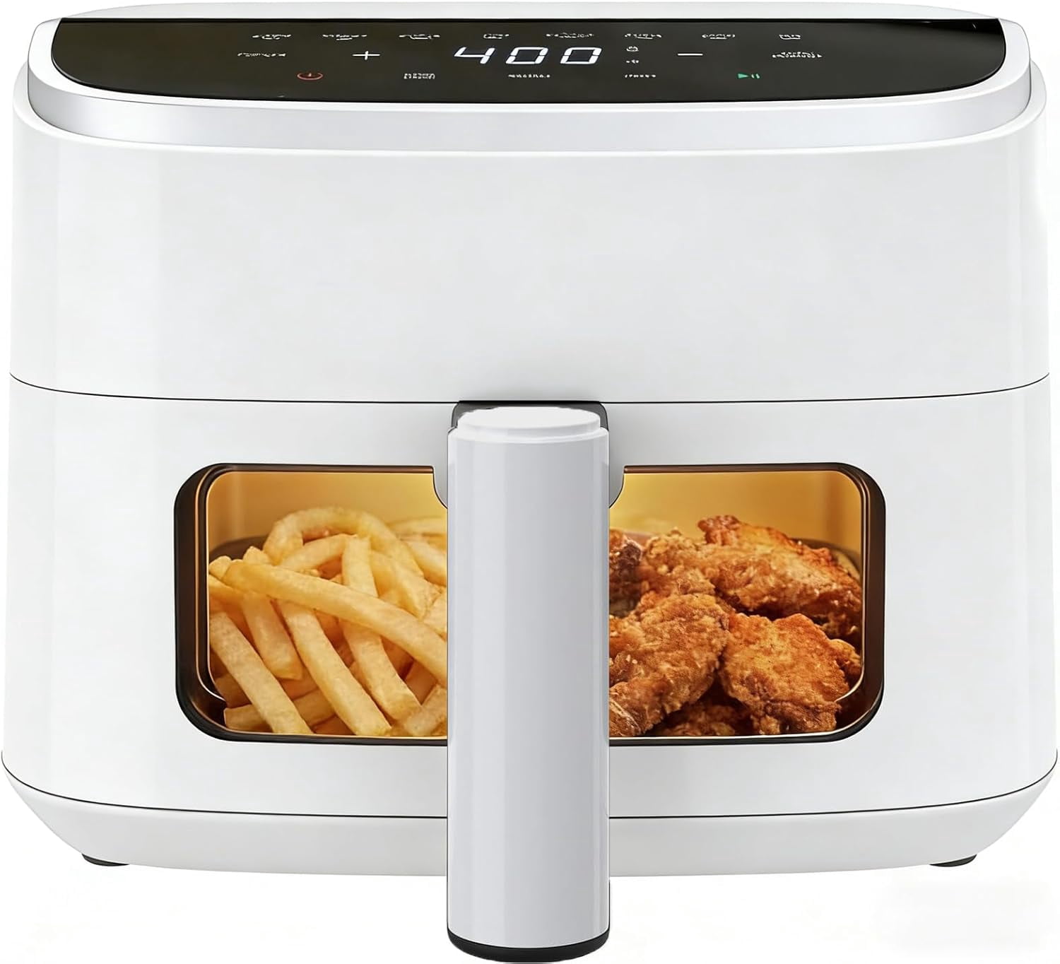 Plum Chef Air Fryer 4 Qt, 8-in-1 Digital Air Fryer with Visible Window, Nonstick Dishwasher-Safe Basket, 60-Min Timer, 1500W, White – Perfect for Fries, Wings & Baking