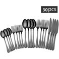 thumbnail image 3 of Black Silverware Set Stainless Steel Reusable Mirror Polished Flatware Set 30 Pieces, Utensil Service for 6, Tableware Cutlery Set for Home Kitchen Hotel Restaurant, Dishwasher safe, 3 of 8
