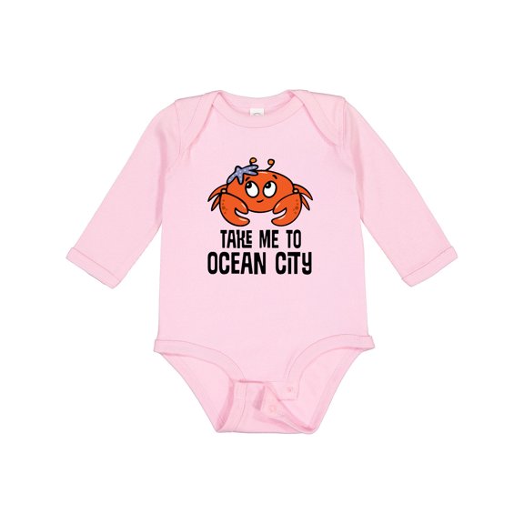 Inktastic Ocean City Maryland Cute Crab Boys or Girls Long Sleeve Baby Bodysuit