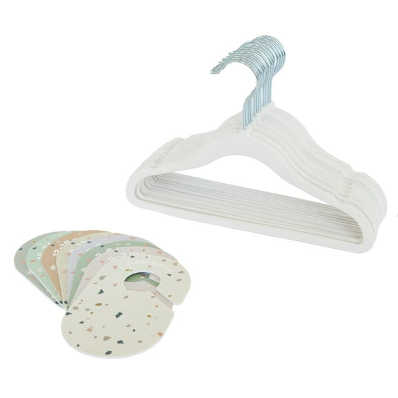 3 Sprouts velvet hanger cream & terrazzo closet divider set