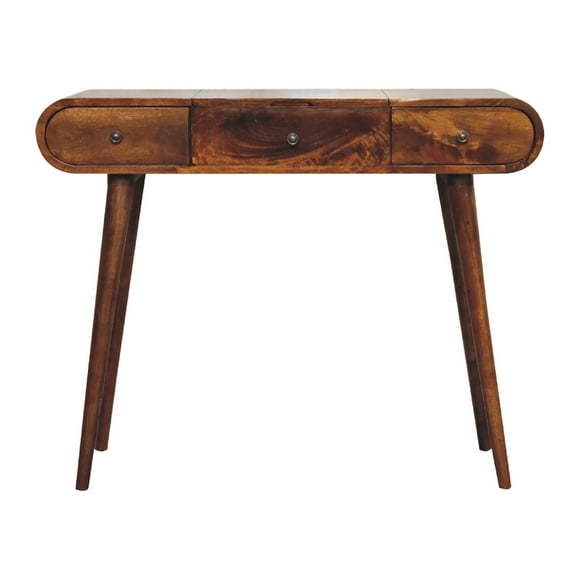 Artisan Meuble Table de Maquillage en Bois Massif avec Miroir en Châtaignier