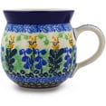 thumbnail image 3 of Polish Pottery Bubble Mug 12 oz Polmedia Bluebells And Irises Theme UNIKAT Hand Painted in Boleslawiec, Poland + Certificate of Authenticity, 3 of 6