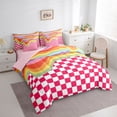 thumbnail image 4 of Homewish Dreamy Cartoon Rainbow Twin Bedding Sets 7-Piece, Red Rectangle Abstract Plaid Bedding Comforter Set, Teens Kids Boys Girls Reversible Sheet Sets, Luxury Bedroom Decor, 4 of 8
