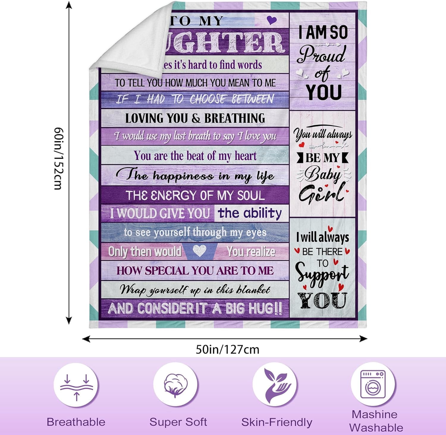 Daughter Gifts, Daughter Christmas Birthday Gift Idea, Birthday Gifts for Adult Daughter, Best Daughter Gifts from Mom Dad, to My Daughter Blanket 50"x60", Christmas Wedding Gifts for Daughter