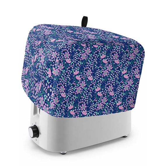 Toaster Cover 2 Slice, Pink Blue Flowers Dustproof Bakeware Oven Protector with Top Hook, Watercolor Pastoral Botanical Waterproof Small Kitchen Appliance Toasters Dust Cover, 12"x7.5"x8"