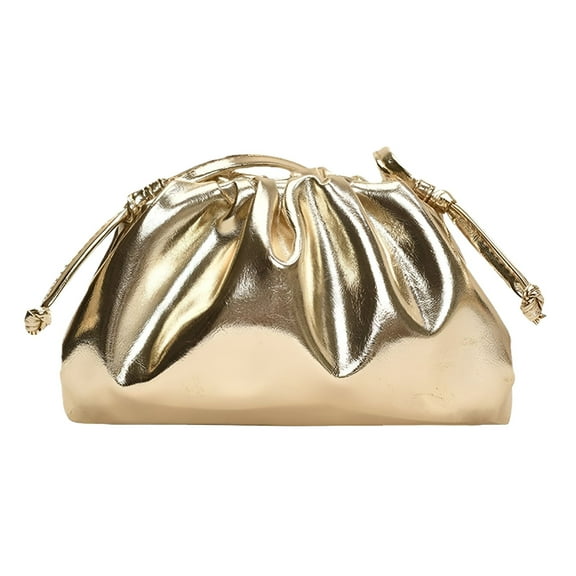 GASTROPOD Elegant Fashion Evening Clutch, Cloud Pleated Handbags for Parties Dinner, 22X5X12Cm, Gold Purses for Women