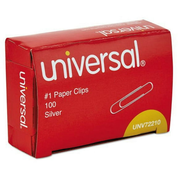 20PK Universal Paper Clips, #1, Smooth, Silver, 100/Box (72210BX)