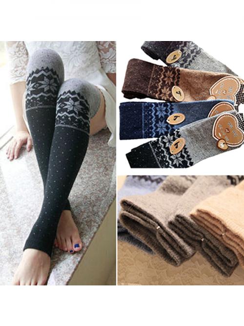VISLAND Leg Warmers Of Women Snowflake Thigh High Leg Warmers Winter