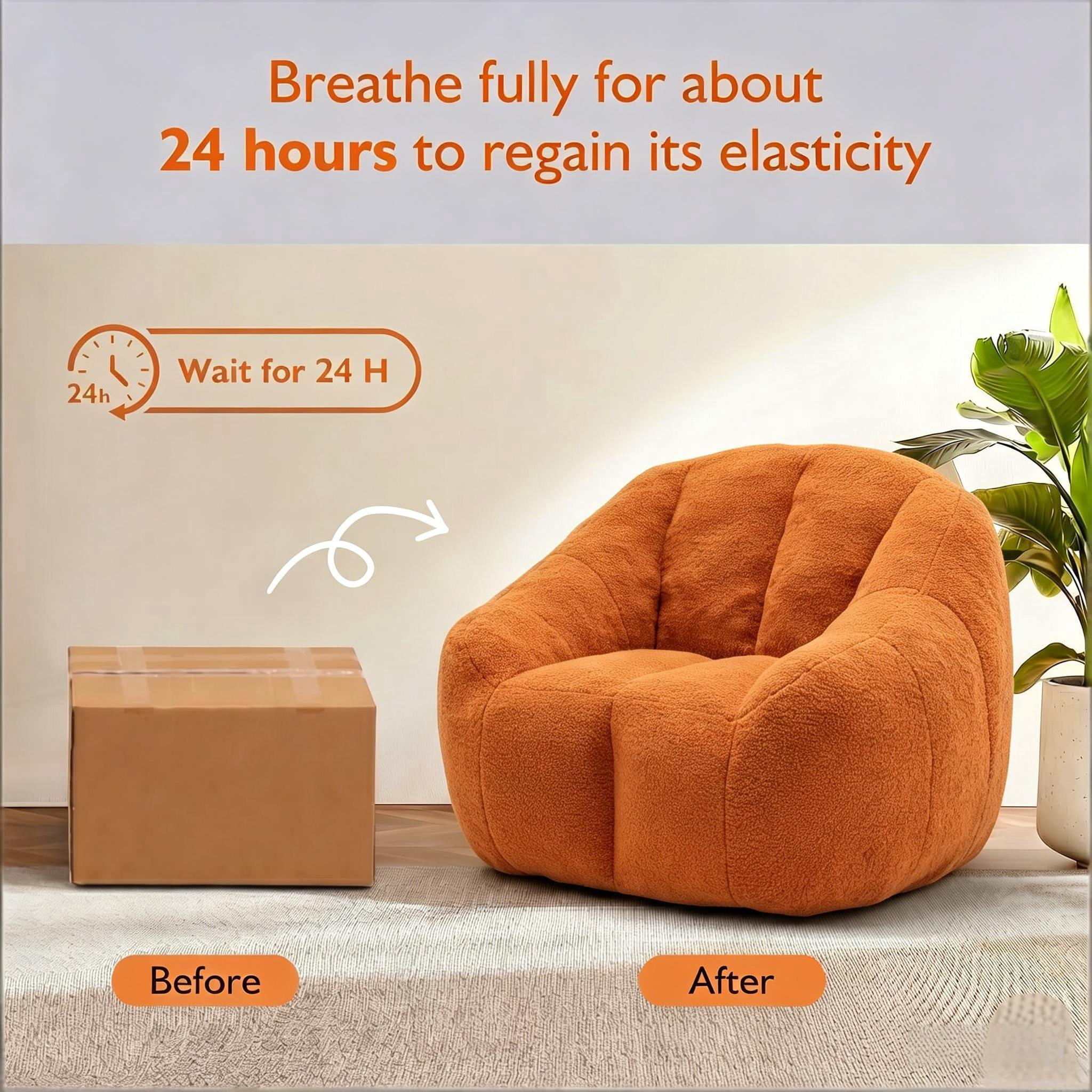 Howcool Bean Bag Chair with Filler, Memory Foam Tufted Fluffy Lazy Sofa for Living Room Dorm Apartment