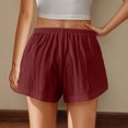 thumbnail image 5 of zbxnLI Women's Lounge Shorts Cotton Linen Drawstring Elastic Waist Wide Leg Casual Summer Beach Shorts, 5 of 7