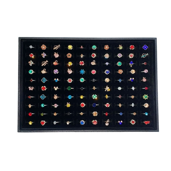 Stratalife Ring Organizer for Jewelry Ring Storage Stackable Drawer Ring Display Tray Jewelry Holder Black Showcase for Multiple Rings Drawer Inserts (100 Slot Rings)