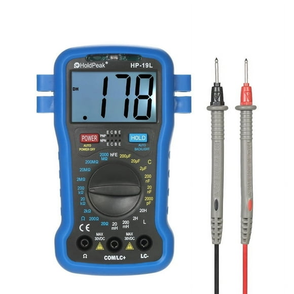 Zshan Backlight LCD Digital LCR Multimeter Resistance Capacitance Inductance Transistor hFE Test Tester Meter with Wrist Strap