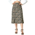 thumbnail image 5 of INSPIRE CHIC Women's Midi Skirts Peasant Elastic Waist A-Line Ditsy Floral Skirts XL Blue Brown, 5 of 8