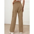 thumbnail image 4 of Chiclily Women Wide Leg Pants Lightweight Quick Dry Cargo Sweatpants with 4 Pockets, Khaki L, 4 of 7
