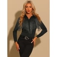 thumbnail image 3 of Blusa con Flecos para Mujer de Manga Larga Con Botones para Fiestas Disco Negro M, 3 of 6