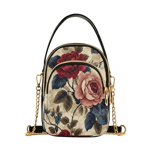 DIXRUYEE Cross Body Fashion Shoulder Waist Purse Bags Vintage Floral Elegance Pocket Handbags
