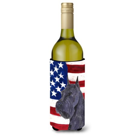 

USA American Flag with Schnauzer Wine Bottle Beverage Insulator Beverage Insulator Hugger SS4007LITERK