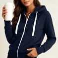 thumbnail image 2 of Jsaierl Womens Zip Up Hoodies Casual Solid Color Hooded Sweatshirt Holiday Comfort Long Sleeve Jackets Fall Clothes S-2XL, 2 of 6