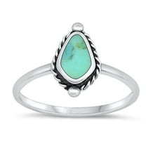 CHOOSE YOUR COLOR Simulated Turquoise Bali Wholesale Ring .925 Sterling Silver Band Blue CZ Female Size 6