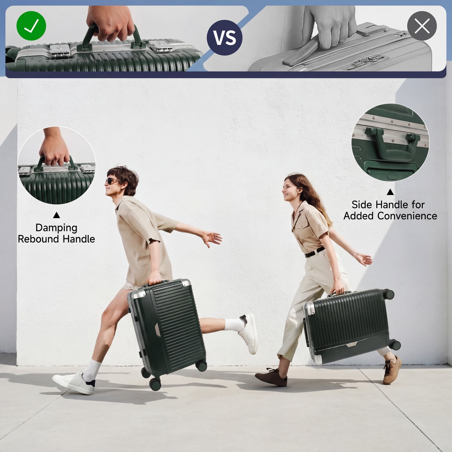 New York Xpress 20" Zipperless Carry-on Luggage Hardside Suitcase with Double TSA Lock & Aluminum Frame, Green - AL1377