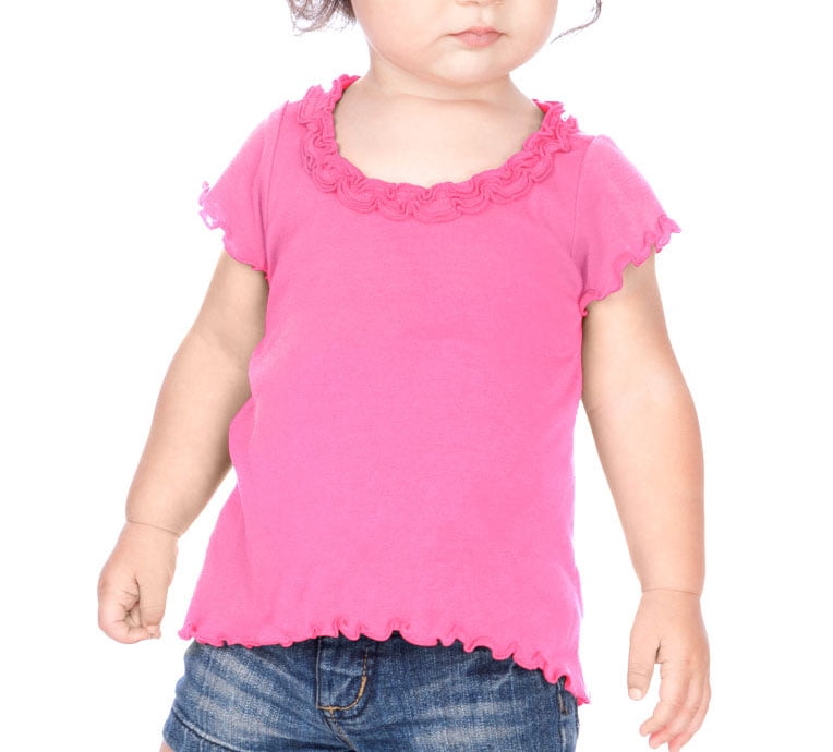 Kavio Little Girls Lettuce Edge High Low Short Sleeve T Shirt in Sizes 6M to 6X