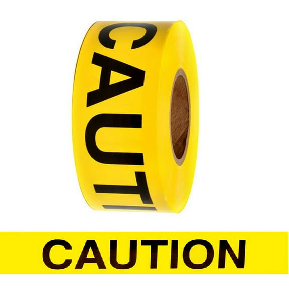Barricade Tape - Caution Yellow 3" X 1000 Ft Non Adhesive 2 Mil (8 Roll/Case)
