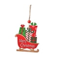 thumbnail image 4 of Decoración navideña de madera, camión navideño, adornos de madera para puerta, habitación, chimenea Trineo, 4 of 9